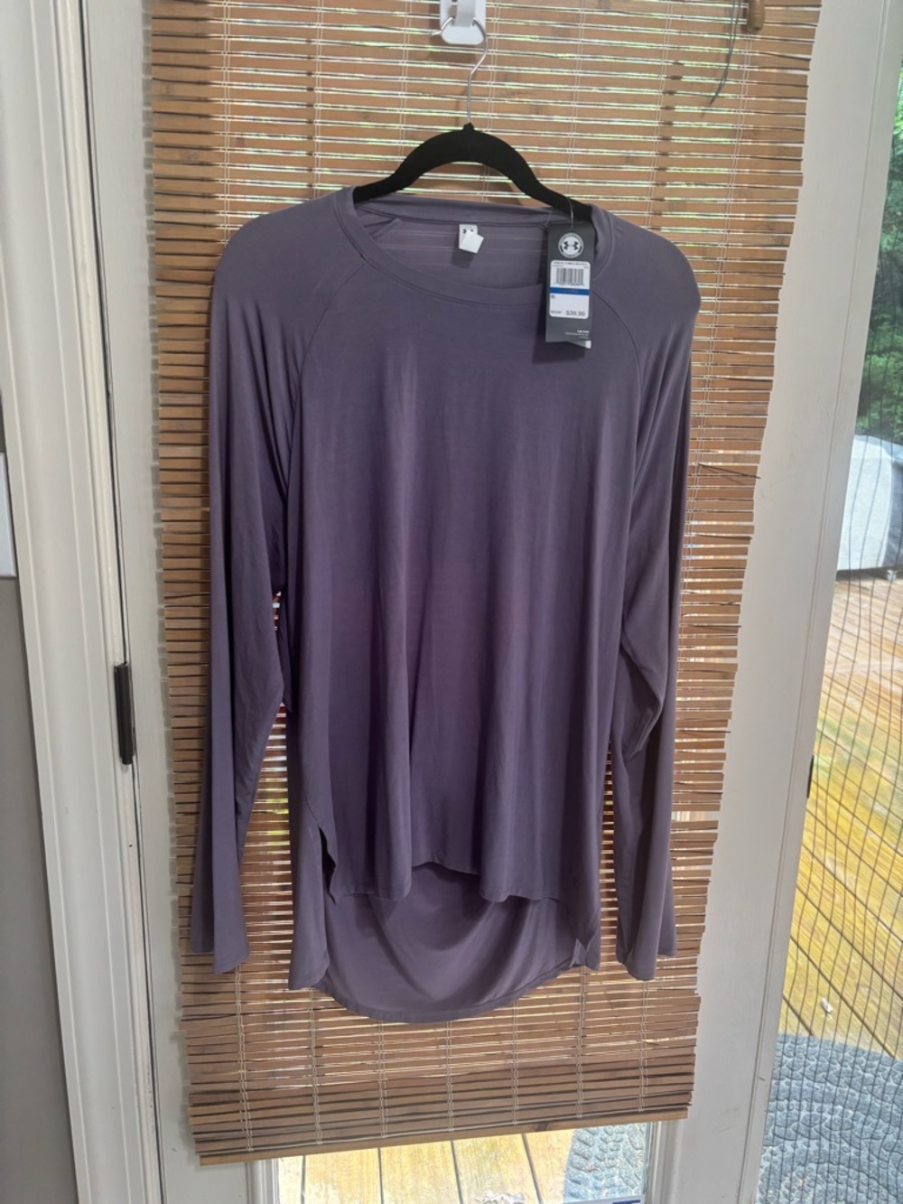 Under Armour purple long sleeve top size XL New Open Back Shirt